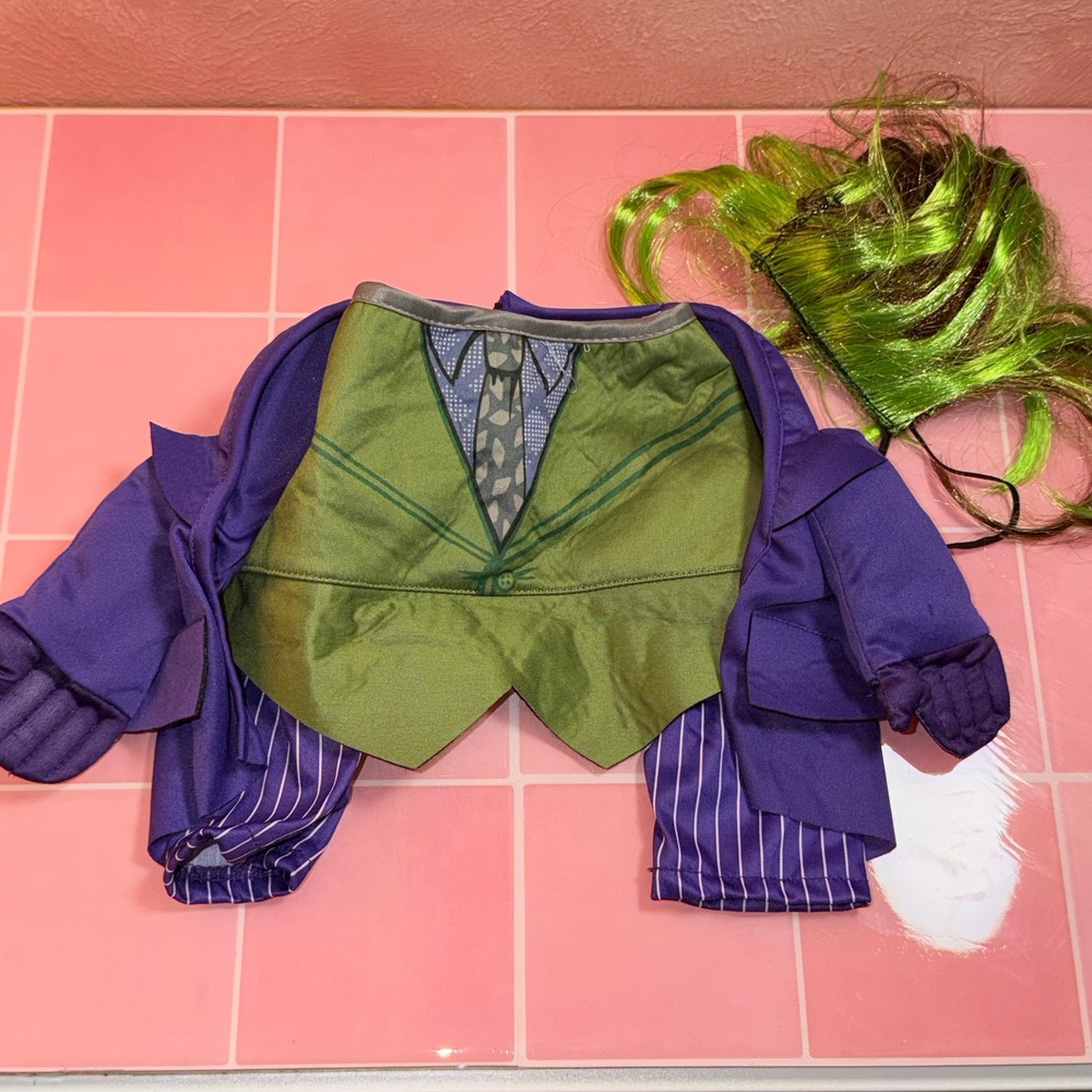 Rubies II DC Comics The Joker Pet Costume Extra Small Purple Green Wig 2pc Set